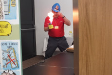 Smokeman in action with fire